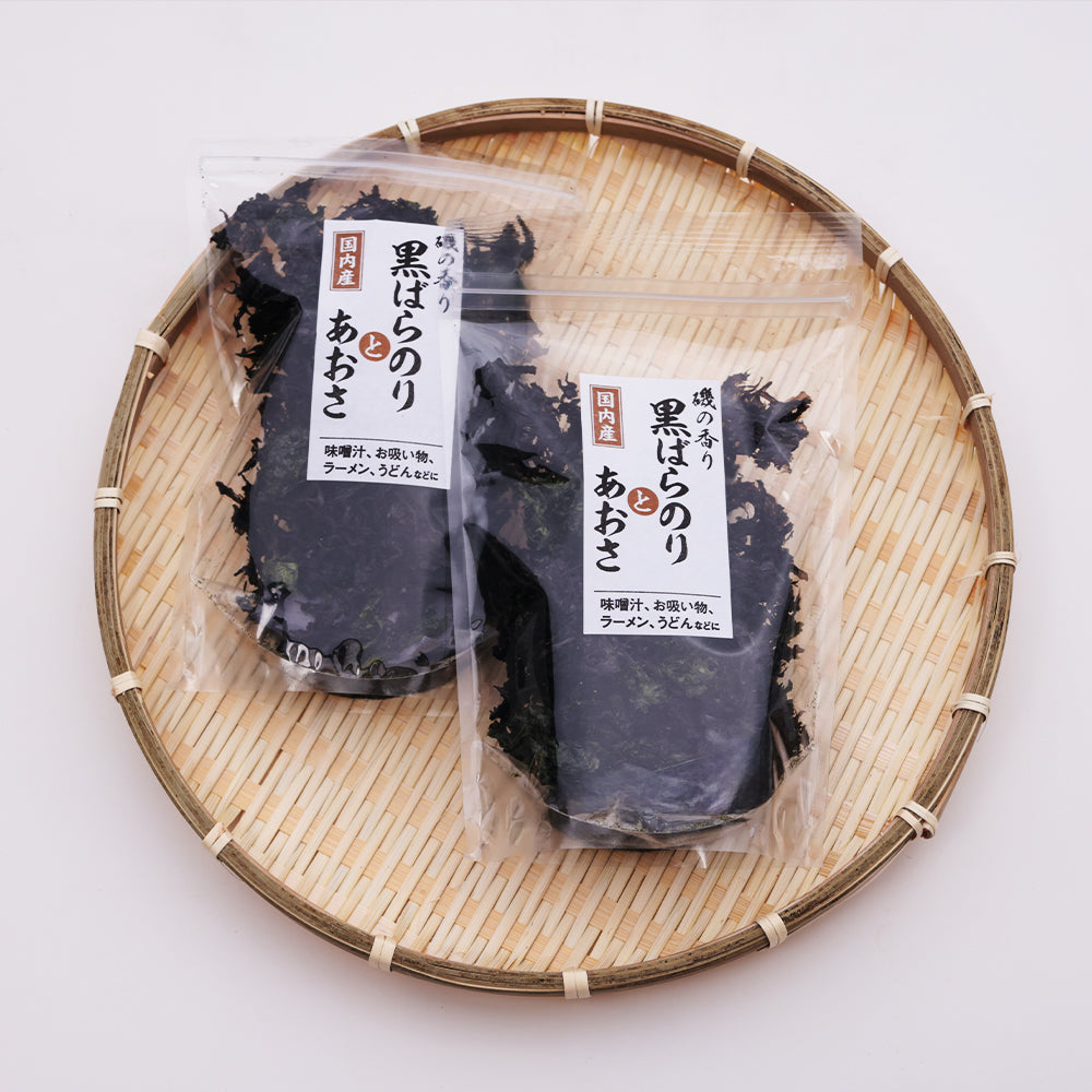 国内産黒ばらのりとあおさ|味噌汁・お吸い物・ラーメンに最適【16g×10袋セット】